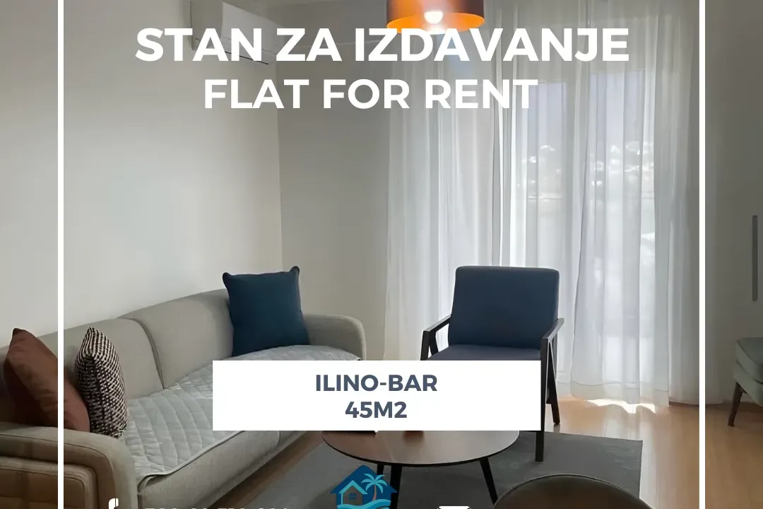 Izdavanje, jednosoban stan, 45m², Ilino, Bar