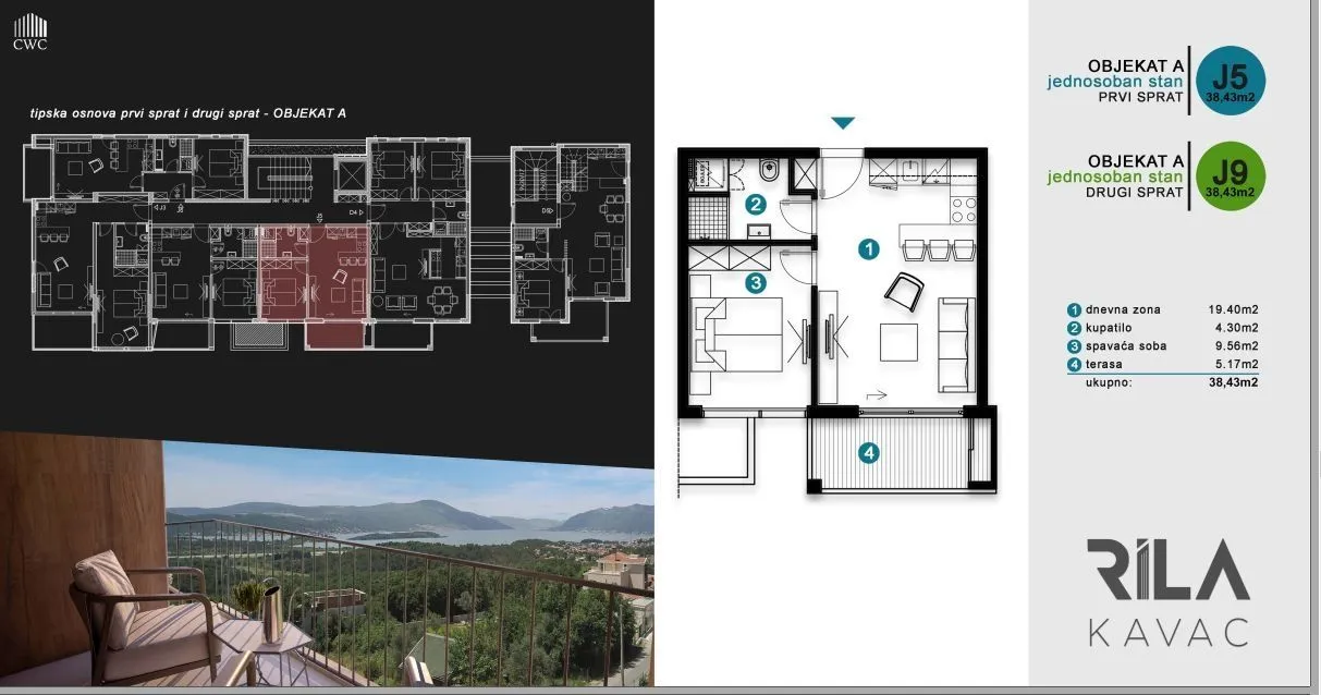 Sale, two bedroom apartment, 38m², Kavač, Kotor