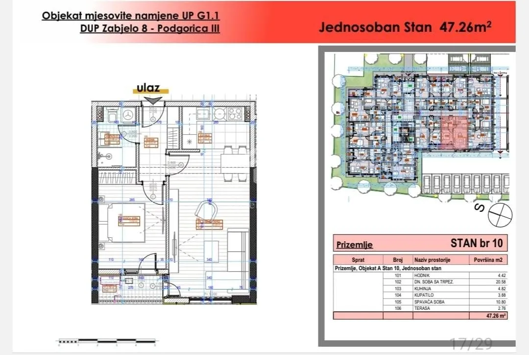 Prodaja, jednosoban stan, 49m², Zabjelo, Podgorica