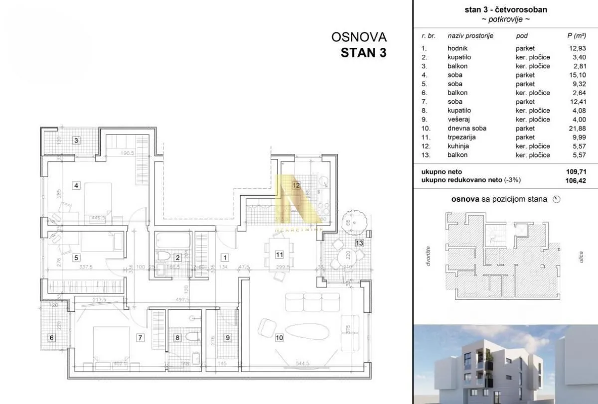 Prodaja, četvorosoban stan, 106m², Grbavica, Novi Sad Sve Podlokacije