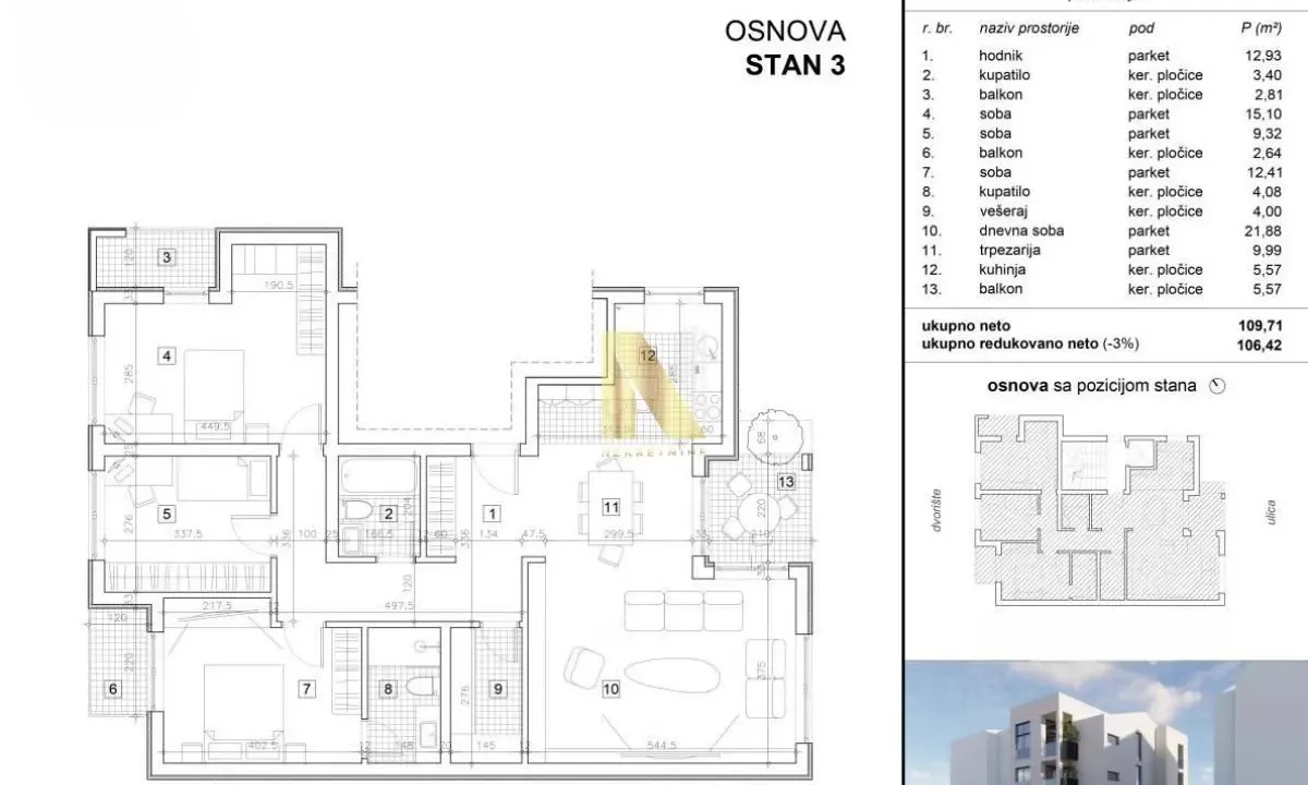 Sale, four bedroom apartment, 106m², Grbavica, Novi Sad Sve Podlokacije