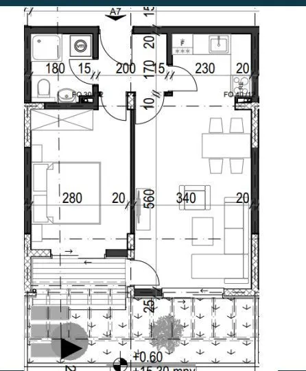 Sale, one bedroom apartment, 46m², Radanovići, Kotor