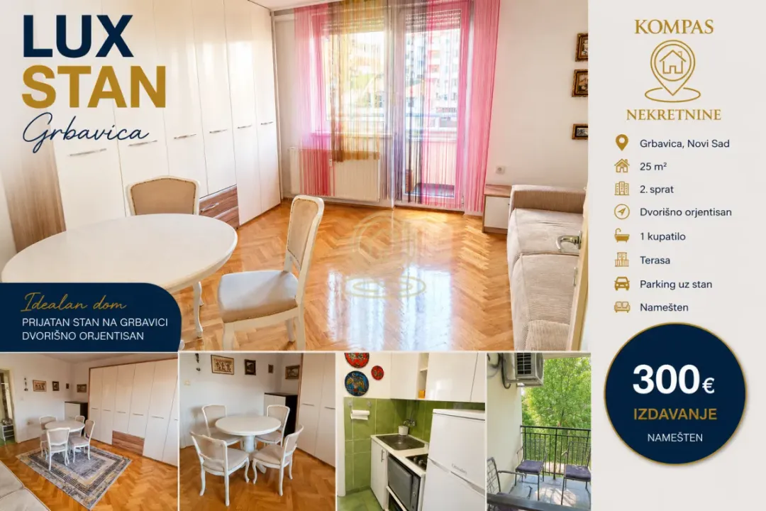 Rent, studio apartment, 25m², Grbavica, Novi Sad Sve Podlokacije