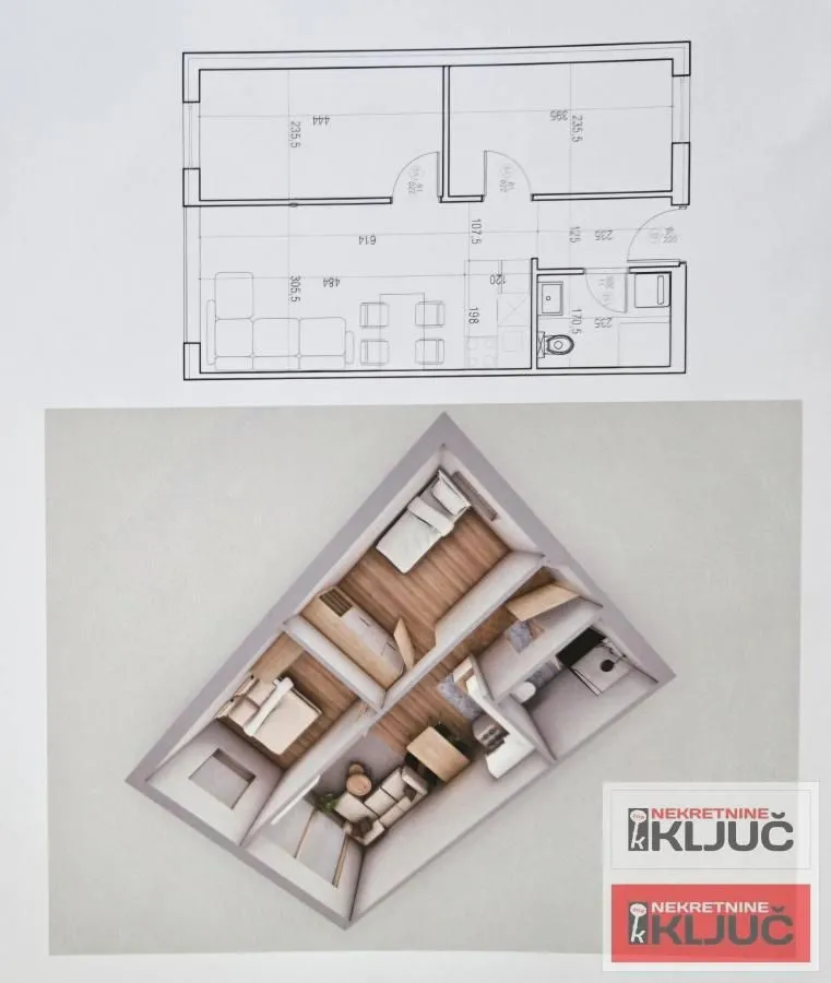 Sale, two bedroom apartment, 44m², Klisa, Novi Sad Sve Podlokacije