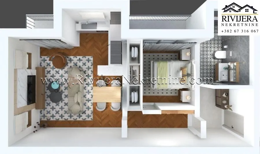 Sale, one bedroom apartment, 49m², Risan, Kotor