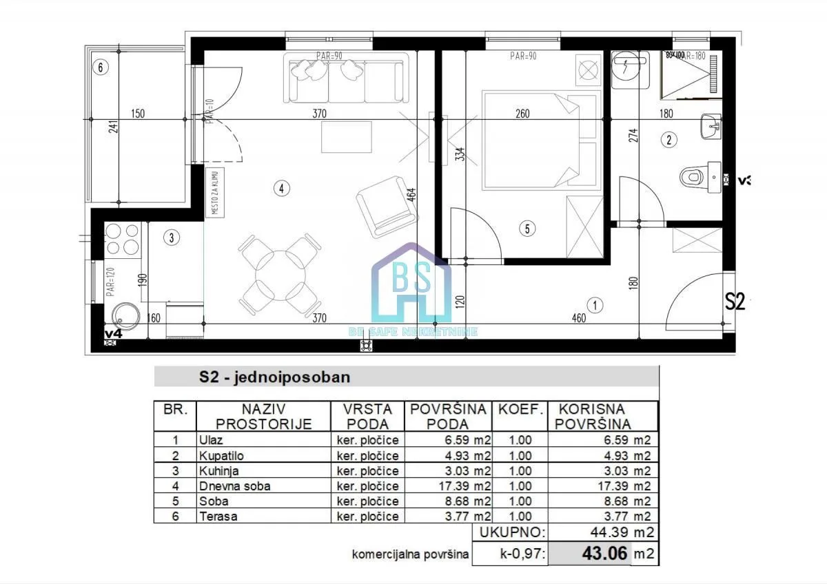 Prodaja, jednosoban stan, 43m², Adice, Novi Sad Sve Podlokacije