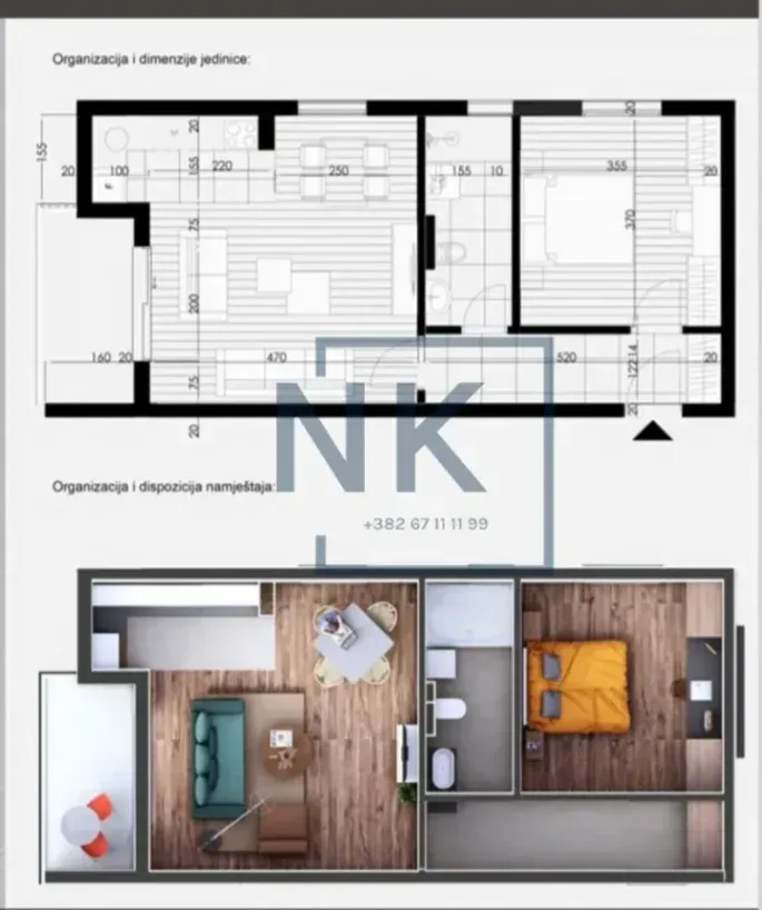 Prodaja, jednosoban stan, 55m², Momišići, Podgorica
