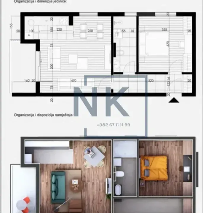 Sale, one bedroom apartment, 55m², Momišići, Podgorica