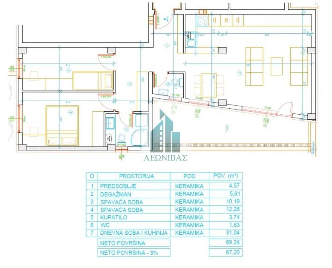 Sale, two bedroom apartment, 67m², Palilula, Niš