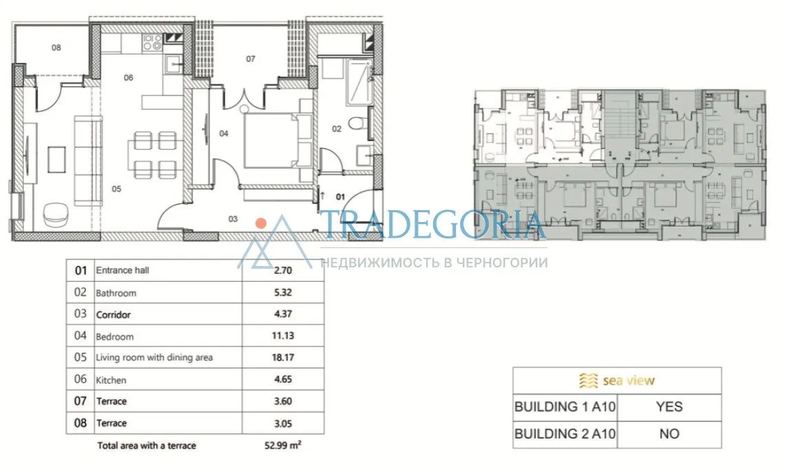 Prodaja, jednosoban stan, 53m², Risan, Kotor
