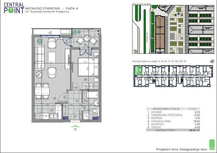 Floor plan of a one-bedroom apartment with room layouts and areas.
