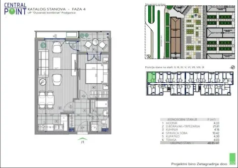 Floor plan of a one-bedroom apartment with room layouts and areas. - image 3