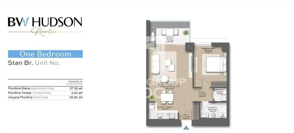 Sale, two bedroom apartment, 63m², Savski Venac, Beograd