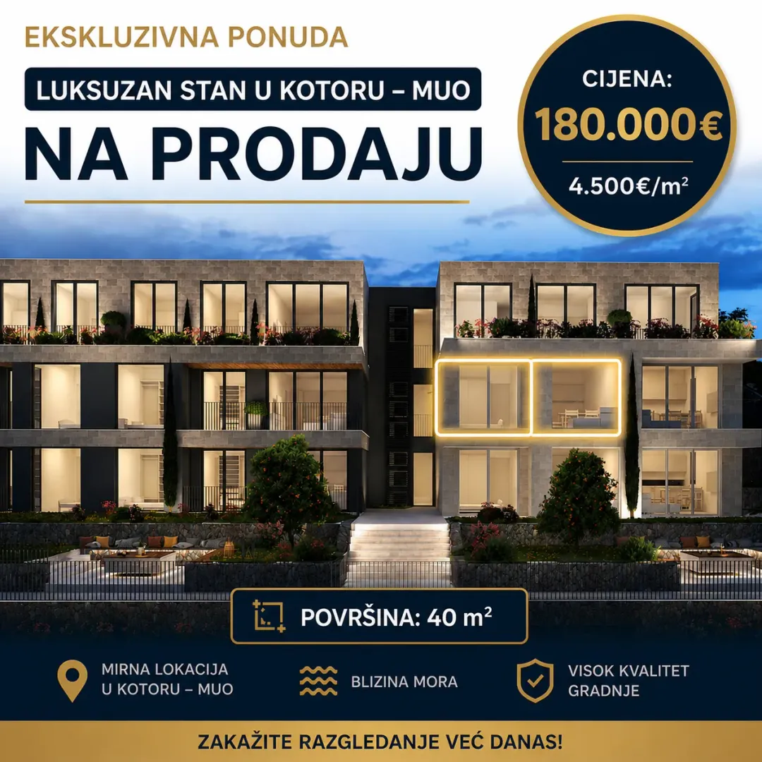 Prodaja, jednosoban stan, 40m², Škaljari, Kotor