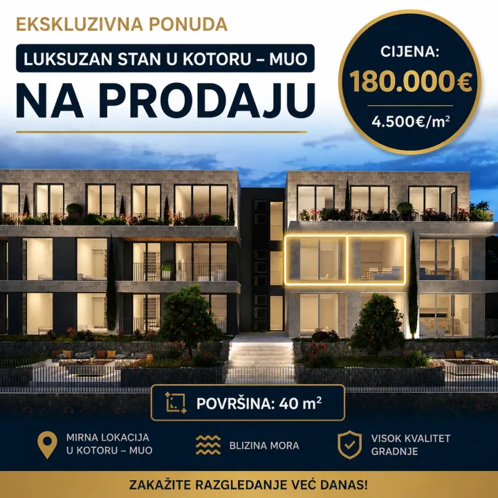 Prodaja, jednosoban stan, 40m², Škaljari, Kotor