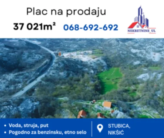 Prodaja, plac, 37021m², Stubica, Nikšić