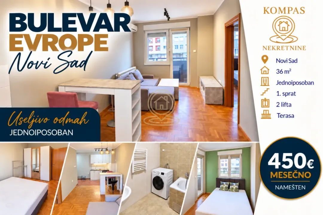 Rent, one bedroom apartment, 36m², Nova Detelinara, Novi Sad Sve Podlokacije