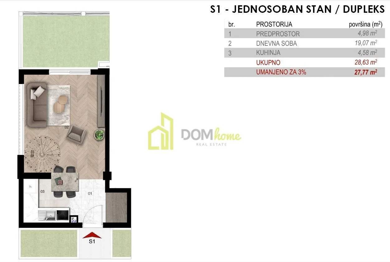 Prodaja, jednosoban stan, 59m², Momišići, Podgorica