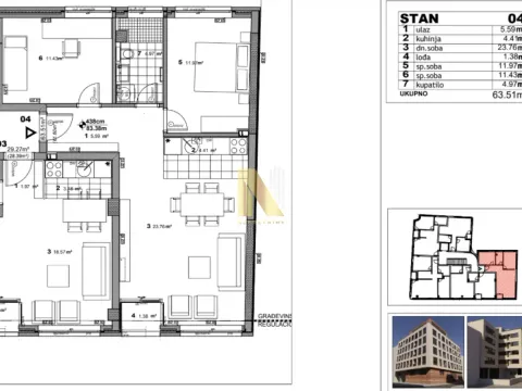 Prodaja, trosoban stan, 63m², Socijalno, Novi Sad Sve Podlokacije - image 2