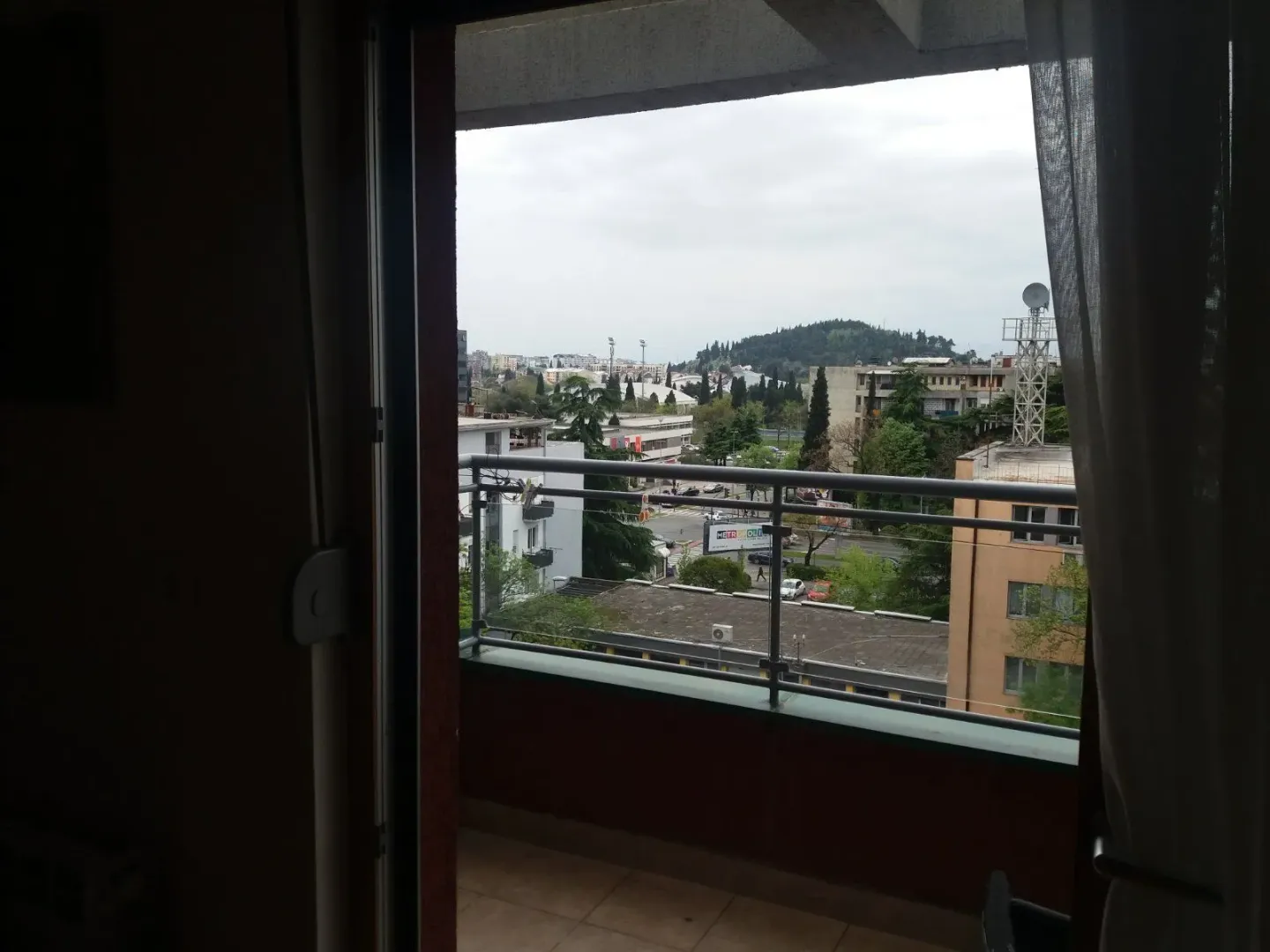 View from the terrace overlooking the city and hills.