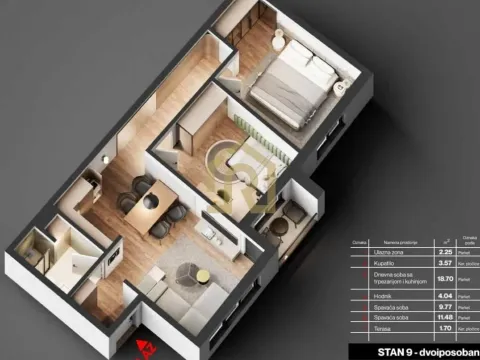 Sale, two bedroom apartment, 51m², Cvetkova Pijaca, Zvezdara Sve Podlokacije - image 3