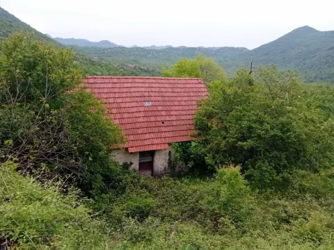 Stara kamena kuća sa crvenim krovom okružena gustom vegetacijom. - image 4