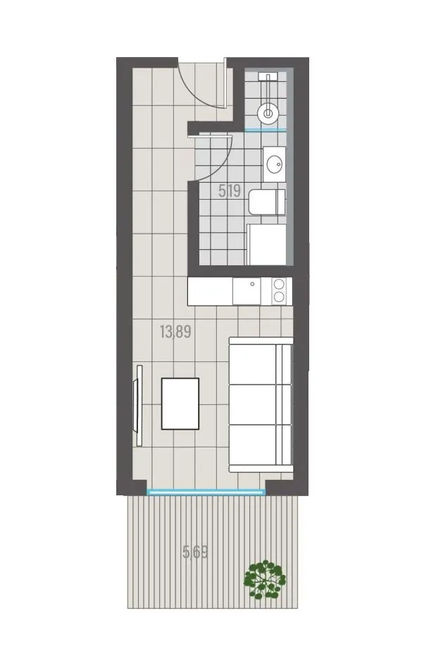 Sale, studio apartment, 25m², Centar, Tivat