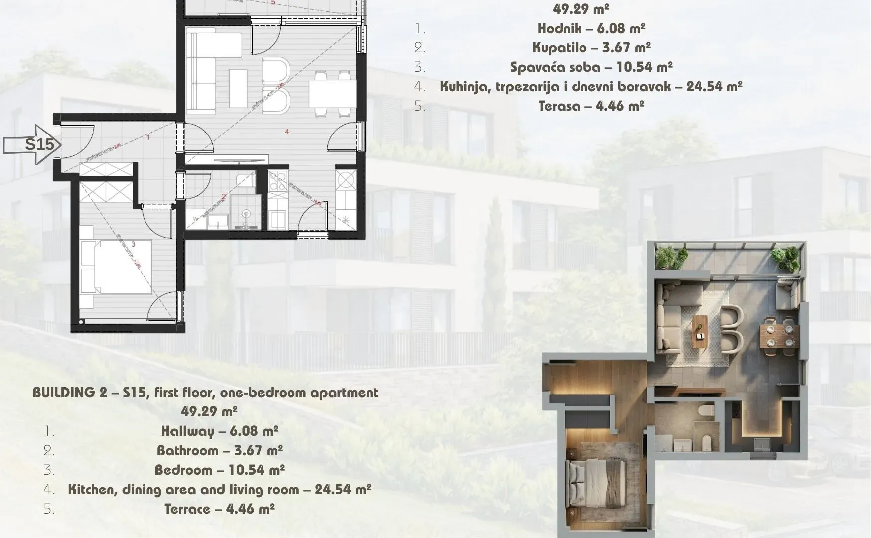 Sale, one bedroom apartment, 49m², Dobrota, Kotor