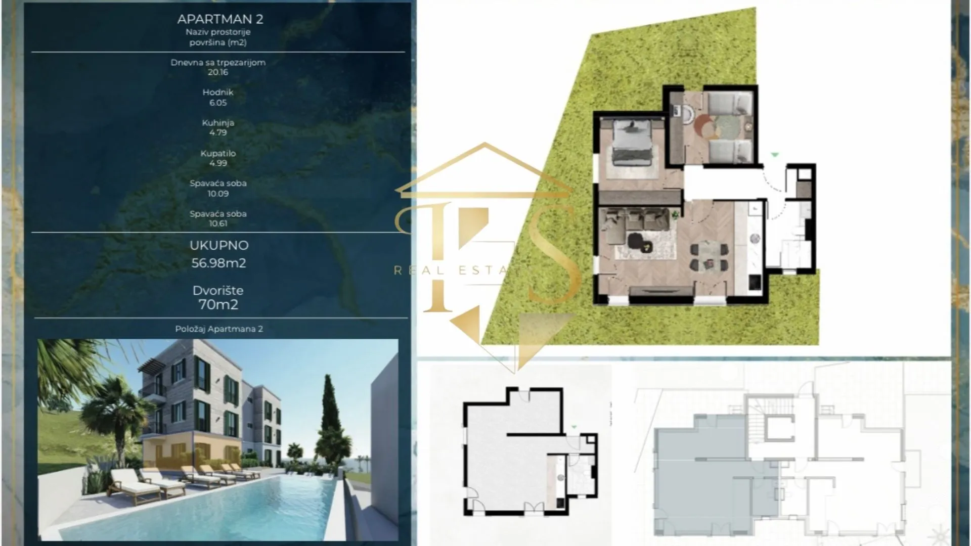 Prodaja, dvosoban stan, 60m², Kava, Tivat