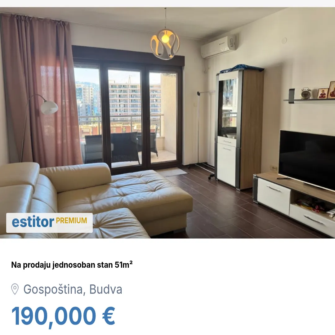 Prodaja, jednosoban stan, 51m², Gospoština, Budva