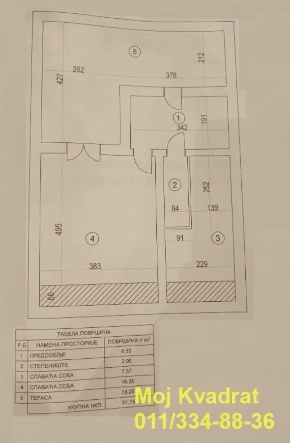 Osnova stana sa rasporedom prostorija i dimenzijama.