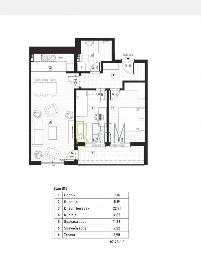 Prodaja, dvosoban stan, 61m², Zagorič, Podgorica