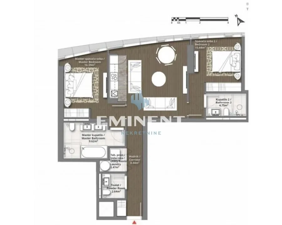 Rent, three bedroom apartment, 90m², Savski Venac, Beograd