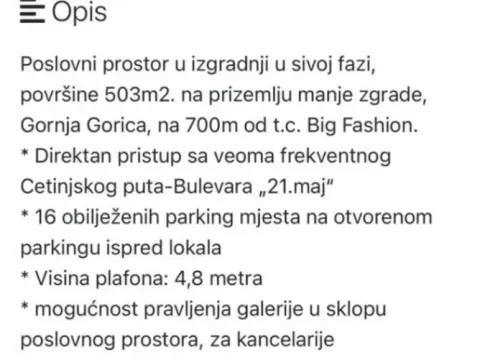 Sale, office space, 503m², Gornja Gorica, Podgorica - image 7