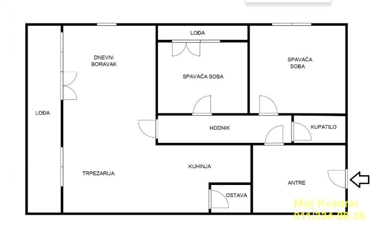 Prodaja, trosoban stan, 69m², Vračar Hram, Vračar Sve Podlokacije