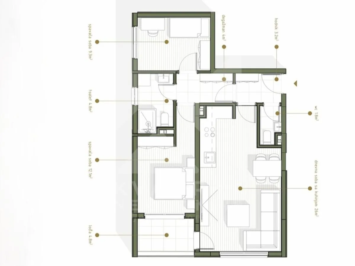 Prodaja, dvosoban stan, 66m², Zabjelo, Podgorica