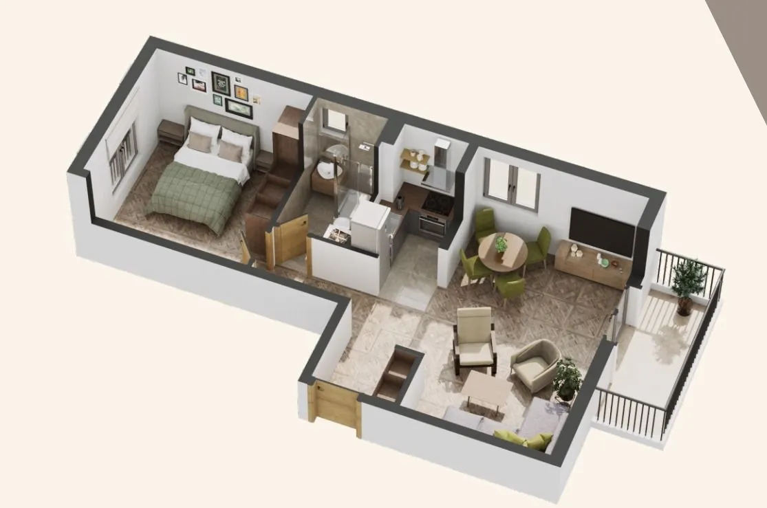 Prodaja, jednosoban stan, 48m², Bonići, Tivat