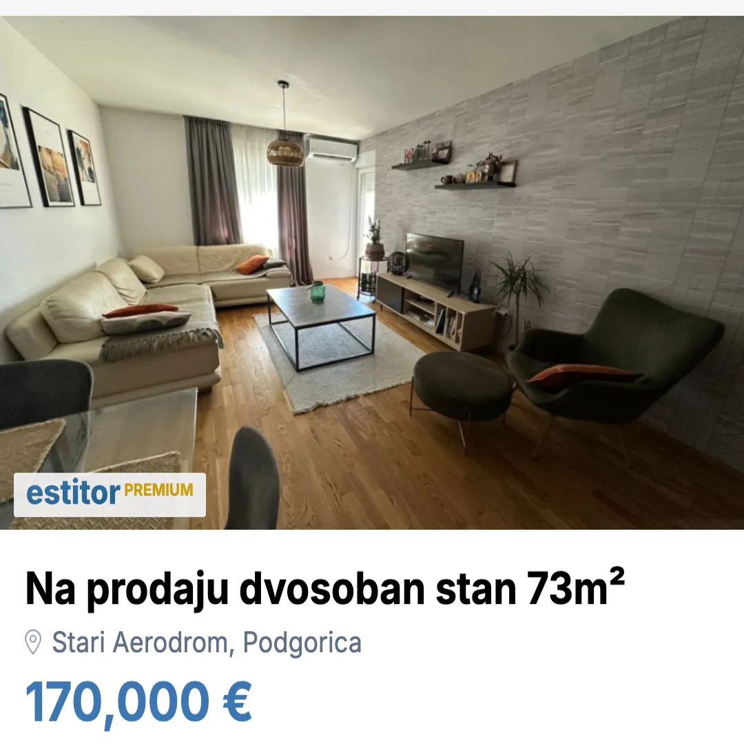 Prodaja, dvosoban stan, 73m², Stari Aerodrom, Podgorica