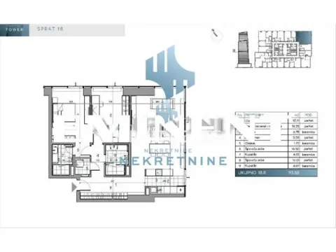 Rent, three bedroom apartment, 94m², Novi Beograd Blok 65, Novi Beograd Sve Podlokacije - image 15