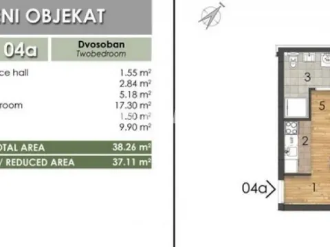 Sale, two bedroom apartment, 37m², Telep, Novi Sad Sve Podlokacije
