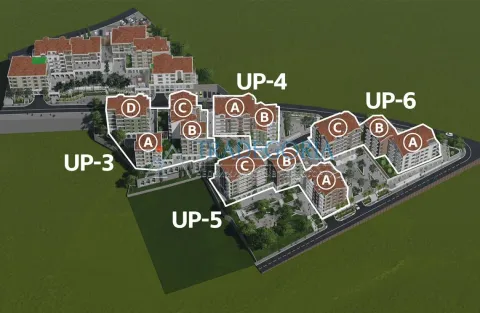 3D prikaz kompleksa zgrada sa označenim parcelama. - image 13