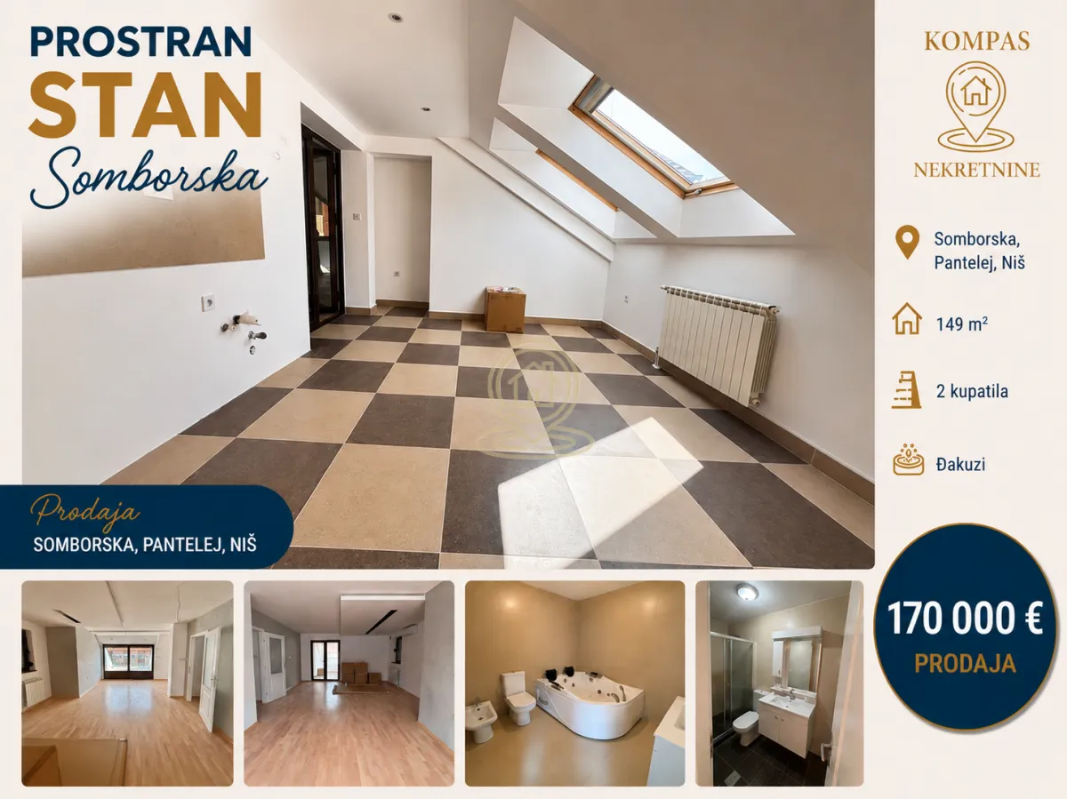 Sale, four bedroom apartment, 149m², Pantelej, Niš
