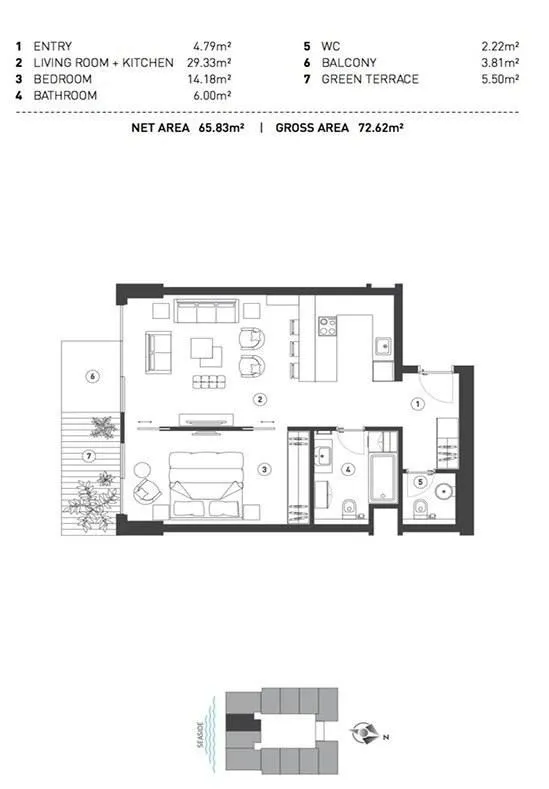 Prodaja, jednosoban stan, 65m², Budva, Crna Gora