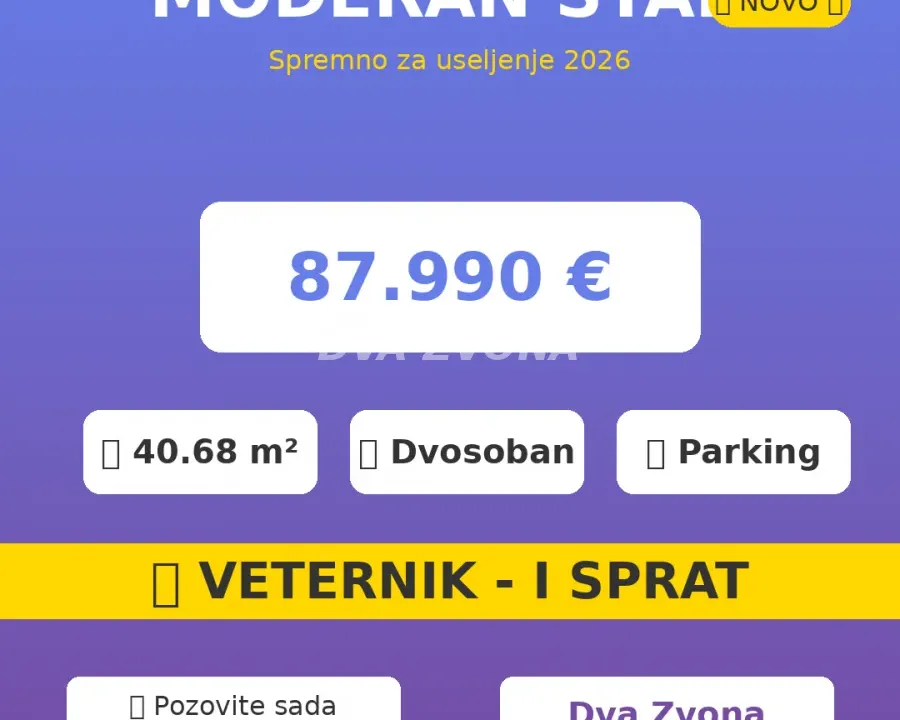 Sale, two bedroom apartment, 40m², Veternik, Novi Sad Sve Podlokacije