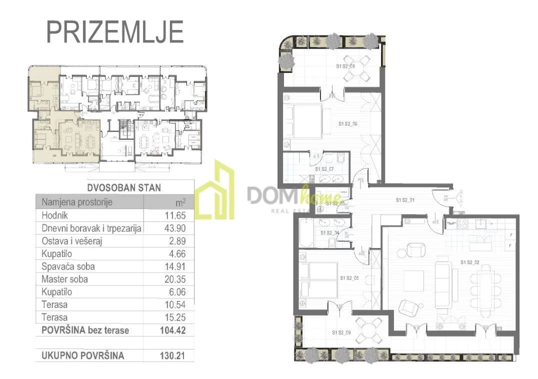 Prodaja, dvosoban stan, 130m², Tološi, Podgorica