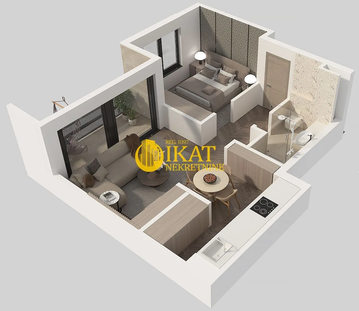 Sale, one bedroom apartment, 47m², Banovo Brdo, Beograd