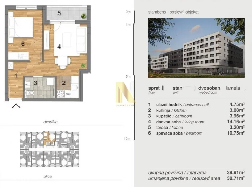 Sale, two bedroom apartment, 39m², Telep, Novi Sad Sve Podlokacije