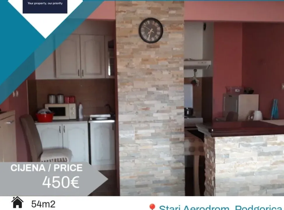 Rent, one bedroom apartment, 54m², Stari Aerodrom, Podgorica