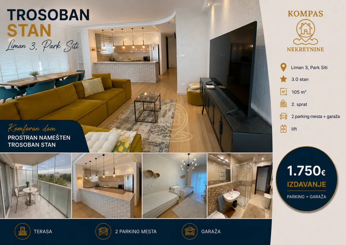 Izdavanje, trosoban stan, 105m², Liman 3, Novi Sad Sve Podlokacije