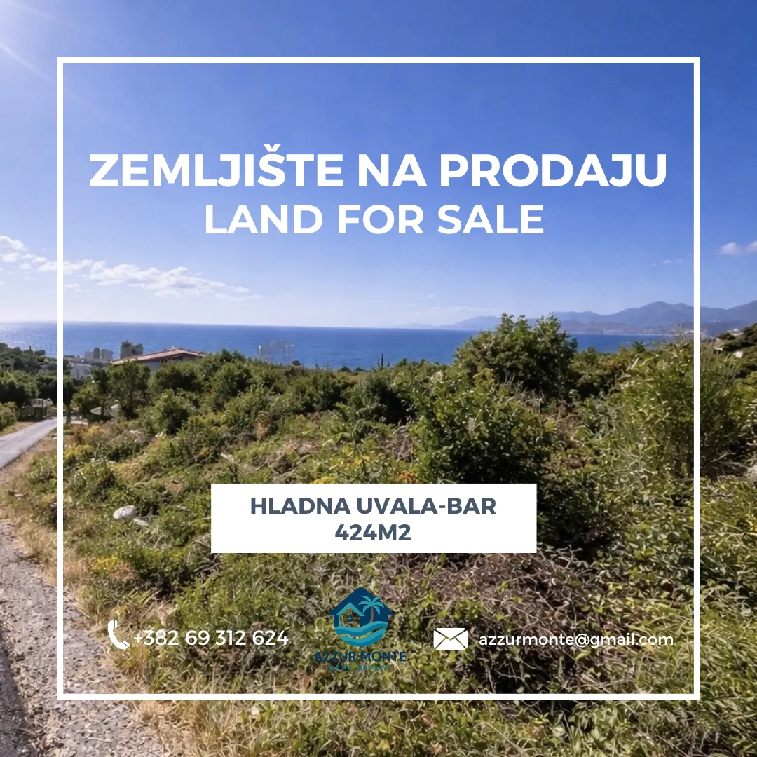 Prodaja, plac, 424m², Hladna Uvala, Bar